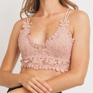 Pink Lily Floral Lace Bralette